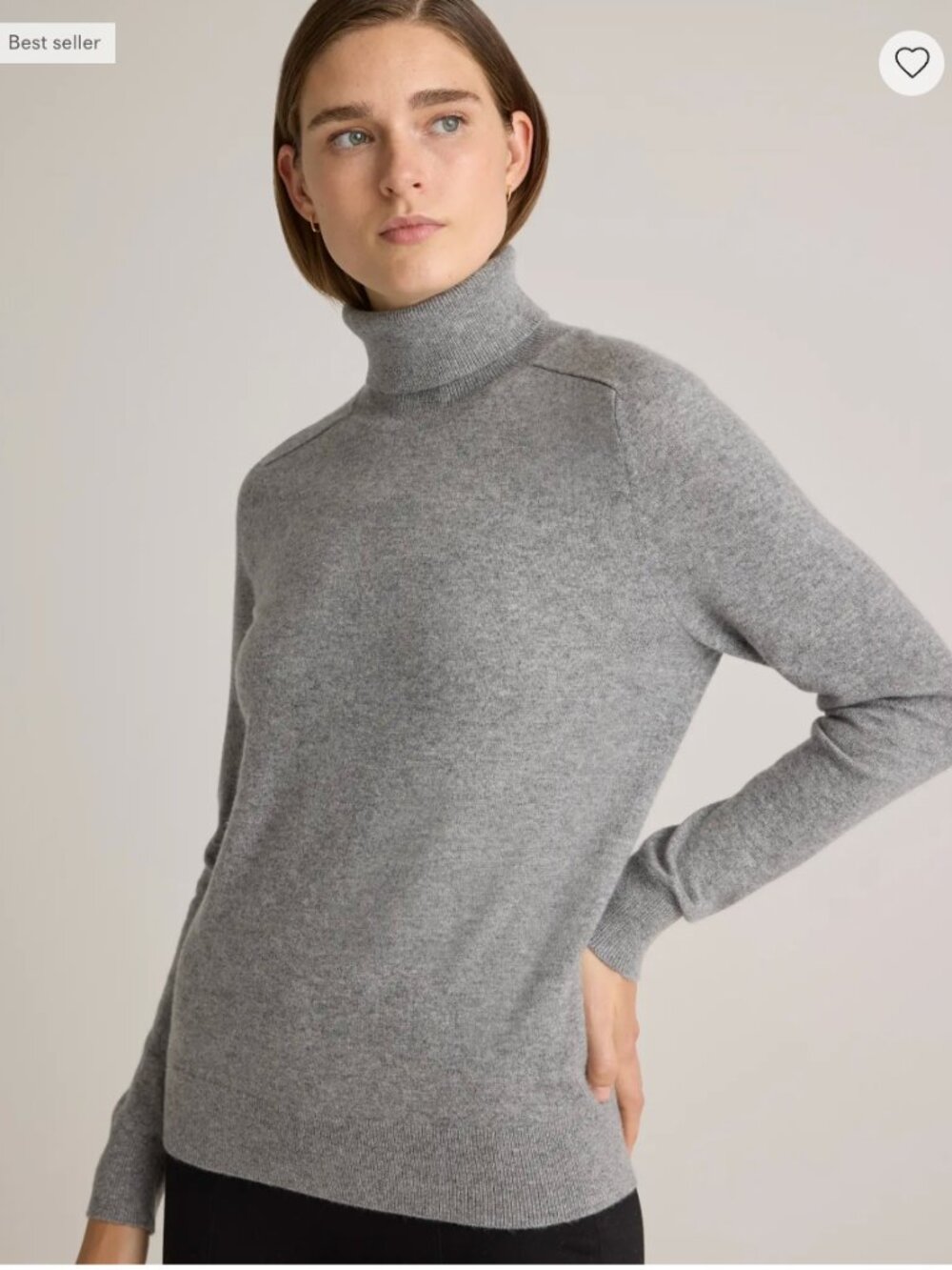 Quince Gray Mongolian Cashmere Turtleneck Neck Sweater (S)